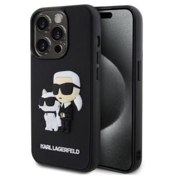 Karl Lagerfeld 3D Rubber Karl and Choupette Apple iPhone 13 Pro hátlap tok, fekete kép