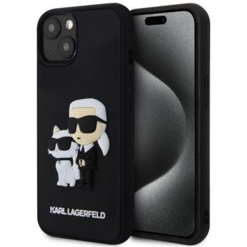 Karl Lagerfeld 3D Rubber Karl and Choupette Apple iPhone 14 hátlap tok, fekete kép