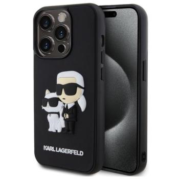 Karl Lagerfeld 3D Rubber Karl and Choupette Apple iPhone 15 Pro hátlap tok, fekete kép