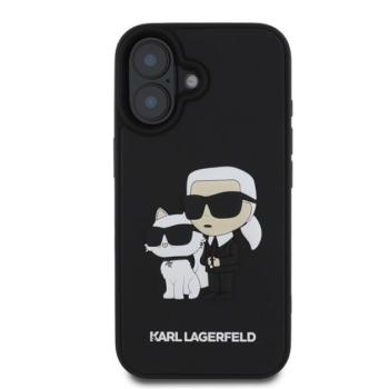 Karl Lagerfeld 3D Rubber Karl and Choupette Apple iPhone 16 Plus hátlap tok, fekete kép