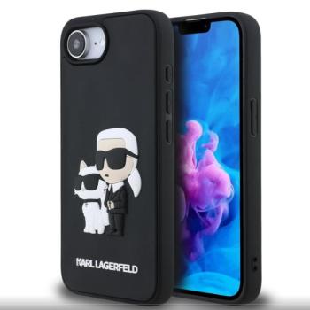 Karl Lagerfeld 3D Rubber Karl and Choupette Apple iPhone 16e hátlap tok, fekete kép