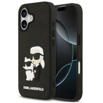 Karl Lagerfeld 3D Rubber Karl and Choupette Apple iPhone 17 hátlap tok, fekete kép