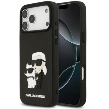 Karl Lagerfeld 3D Rubber Karl and Choupette Apple iPhone 17 Pro hátlap tok, fekete kép