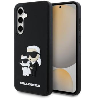 Karl Lagerfeld 3D Rubber Karl and Choupette Samsung Galaxy S24 FE hátlap tok, fekete kép