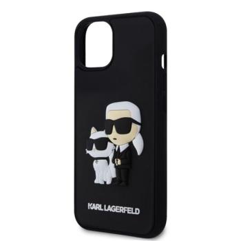 KARL LAGERFELD 3D RUBBER KARL AND CHOUPETTE szilikon telefonvédő (ütésállóság, légpárnás sarok, műanyag hátlap) FEKETE Apple iPhone 13 kép