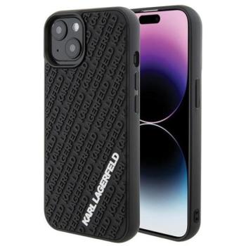 Karl Lagerfeld 3D Rubber Multi Logo Apple iPhone 15 hátlap tok, fekete kép