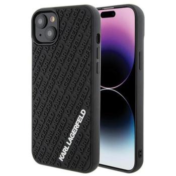 Karl Lagerfeld 3D Rubber Multi Logo Apple iPhone 15 Plus hátlap tok, fekete kép