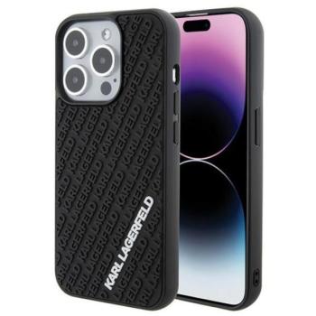 Karl Lagerfeld 3D Rubber Multi Logo Apple iPhone 15 Pro hátlap tok, fekete kép