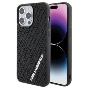 Karl Lagerfeld 3D Rubber Multi Logo Apple iPhone 15 Pro Max hátlap tok, fekete kép