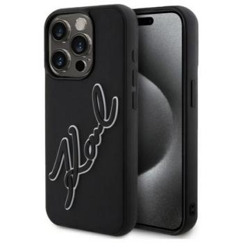 KARL LAGERFELD 3D RUBBER SIGNATURE szilikon telefonvédő (ütésállóság, 3D) FEKETE Apple iPhone 15 Pro kép