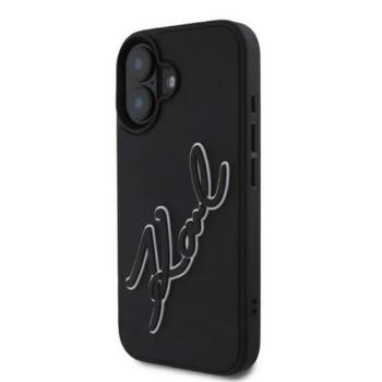 KARL LAGERFELD 3D RUBBER SIGNATURE szilikon telefonvédő (ütésállóság, 3D) FEKETE Apple iPhone 16 kép