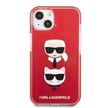 Karl Lagerfeld and Choupette Heads TPE szilikon hátlap tok Apple iPhone 13 mini, piros kép