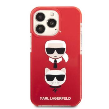 Karl Lagerfeld and Choupette Heads TPE szilikon hátlap tok Apple iPhone 13 Pro, piros kép