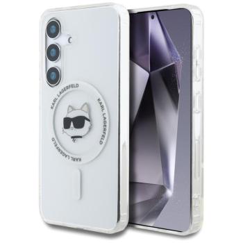 Karl Lagerfeld Button Choupette Head Printed Logo Galaxy S25 MagSafe hátlap tok, fehér kép