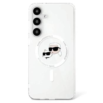 Karl Lagerfeld Button Karl &amp; Choupette Heads Printed Logo MagSafe-kompatibilis tok Samsung Galaxy S25 - fehér kép