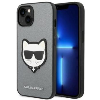 Karl Lagerfeld Choupette Head Patch Apple iPhone 14 hátlap tok, ezüst kép