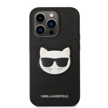 Karl Lagerfeld Choupette Head Saffiano bőr hátlap tok Apple iPhone 14 Pro Max, fekete kép