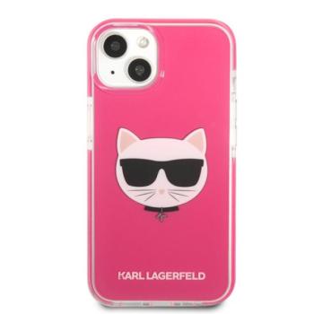 Karl Lagerfeld Choupette Head TPE szilikon hátlap tok Apple iPhone 13, rózsaszín kép