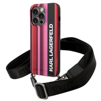 Karl Lagerfeld Color Stripes Strap Apple iPhone 14 Pro hátlap tok, rózsaszín kép