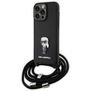 Karl Lagerfeld Crossbody Saffiano Monogram Metal Pin Apple iPhone 15 Pro Max hátlap tok, fekete kép