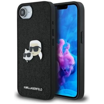 Karl Lagerfeld Fixed Glitter Ikonik Metal Pin Apple iPhone 17e / iPhone 16e hátlap tok, fekete kép
