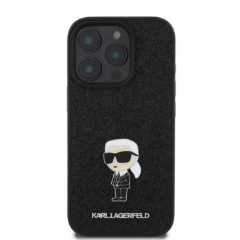 Karl Lagerfeld Fixed Glitter Metal Ikonik Apple iPhone 16 Pro hátlap tok, fekete kép