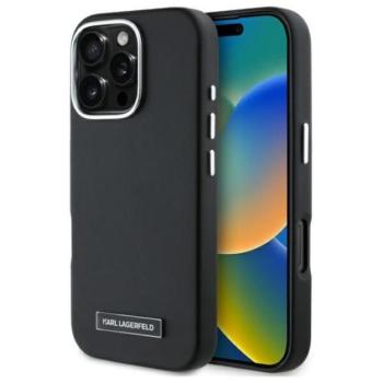 Karl Lagerfeld FW Metal Plate Apple iPhone 16 Pro MagSafe kompatibilis hátlap tok, fekete KLHMP16LPGMSRPK kép