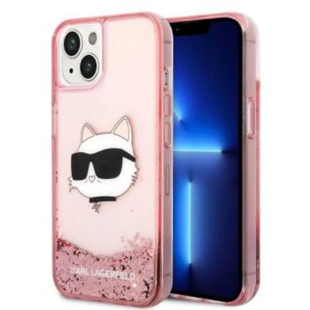 Karl Lagerfeld Glitter Choupette Head Apple iPhone 14 Plus hátlap tok, rózsaszín kép