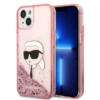 Karl Lagerfeld Glitter Karl Head Apple iPhone 14 Plus hátlap tok, rózsaszín kép