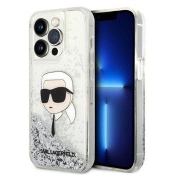 Karl Lagerfeld Glitter Karl Head Apple iPhone 14 Pro Max hátlap tok, ezüst kép