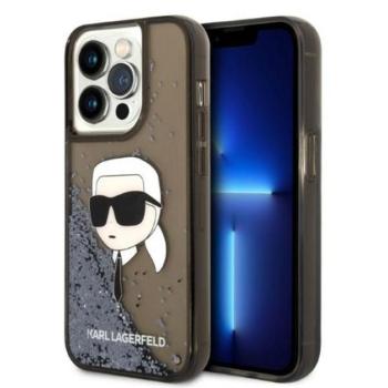 Karl Lagerfeld Glitter Karl Head Apple iPhone 14 Pro Max hátlap tok, fekete kép