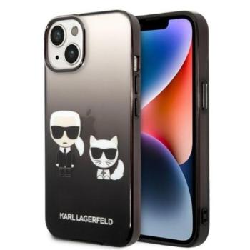 Karl Lagerfeld Gradient Ikonik Karl &amp; Choupette Apple iPhone 14 Plus hátlap tok, fekete kép