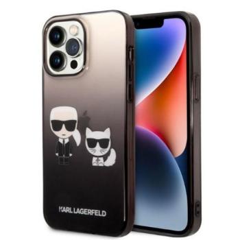 Karl Lagerfeld Gradient Ikonik Karl &amp; Choupette Apple iPhone 14 Pro hátlap tok, fekete kép