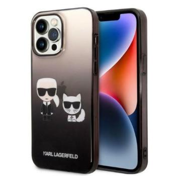 Karl Lagerfeld Gradient Ikonik Karl &amp; Choupette Apple iPhone 14 Pro Max hátlap tok, fekete kép