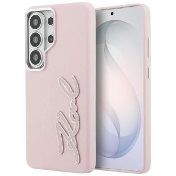 Karl Lagerfeld Grained Signature Metal Resin Logol Samsung Galaxy S26 Ultra tok, rózsaszín kép
