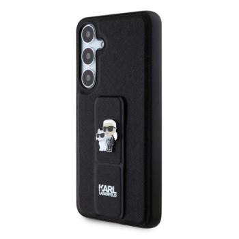 Karl Lagerfeld Gripstand Saffiano Karl&amp;Choupette Pins Samsung Galaxy S24 tok, fekete kép