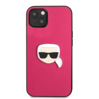 Karl Lagerfeld Head bőr hátlap tok Apple iPhone 13 mini, rózsaszín kép