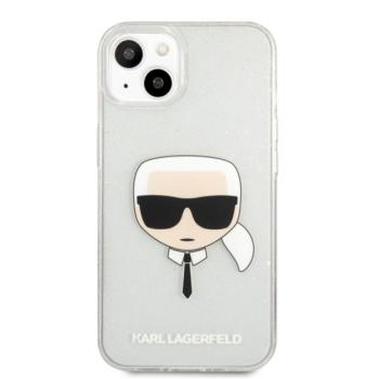 Karl Lagerfeld Head Full Glitter szilikon hátlap tok Apple iPhone 13 mini, ezüst kép