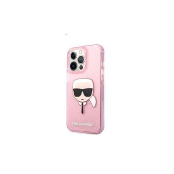 Karl Lagerfeld Head Full Glitter szilikon hátlap tok Apple iPhone 13 Pro Max, rózsaszín kép
