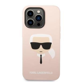 Karl Lagerfeld Head Liquid szilikon hátlap tok Apple iPhone 14 Pro Max, rószaszín kép