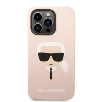 Karl Lagerfeld Head Liquid szilikon hátlap tok Apple iPhone 14 Pro, rószaszín kép
