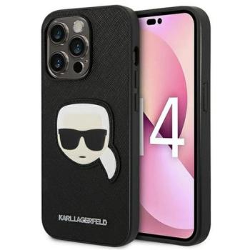 Karl Lagerfeld Head Saffiano bőr hátlap tok Apple iPhone 14 Pro Max, fekete kép