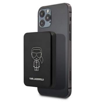 KARL LAGERFELD IKONIK vésztöltő Type-C aljzat (3000mAh, 5W, wireless, MagSafe, LED jelzés) FEKETE kép