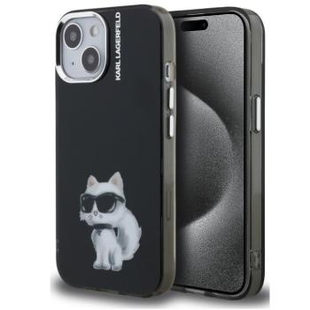Karl Lagerfeld IML Aquarelle Choupette iPhone 15 hátlap tok, fekete kép