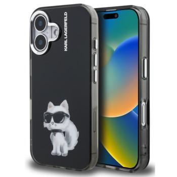 Karl Lagerfeld IML Aquarelle Choupette iPhone 16 hátlap tok, fekete kép