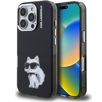 Karl Lagerfeld IML Aquarelle Choupette iPhone 16 Pro hátlap tok, fekete kép