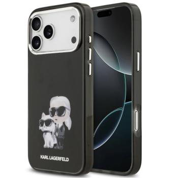 Karl Lagerfeld IML Aquarelle Karl and Choupette Apple iPhone 17 Pro Max hátlap tok, fekete kép
