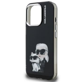 KARL LAGERFELD IML AQUARELLE KARL AND CHOUPETTE szilikon telefonvédő (ütésállóság, kameravédő) FEKETE Apple iPhone 15 Pro kép