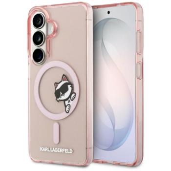 Karl Lagerfeld IML Choupette Peekaboo Logo Samsung Galaxy S26 Ultra mágneses tok, rózsaszín kép