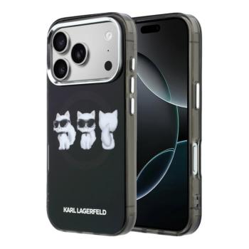 Karl Lagerfeld IML Choupette Trio Watercolor Apple iPhone 17 Pro mágneses tok, MagSafe, fekete-ezüst kép